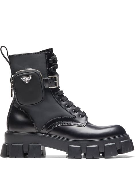 prada winterboots|Prada ankle pouch combat boots.